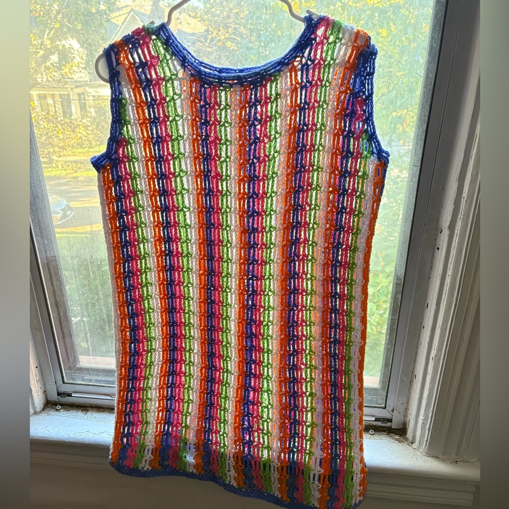 Vintage 70s Crochet Knit mini dress